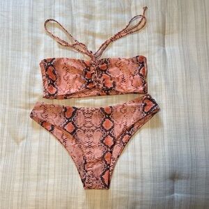 Zaful Pink Snake Print Bikini